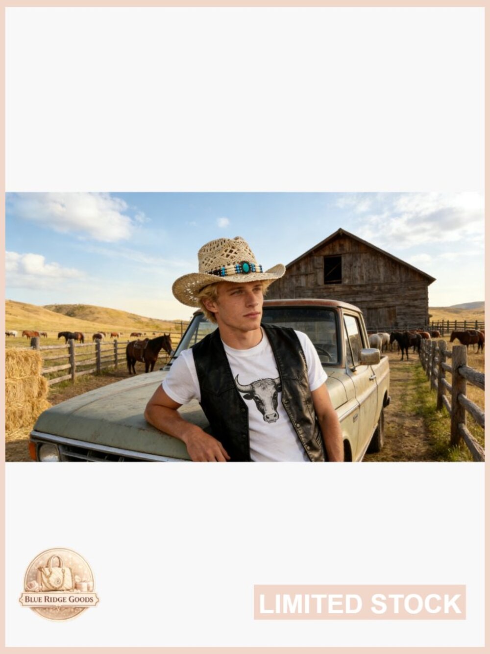 Wide Brim Straw Cowboy Hat with Interchangeable Bands Women Sun Hat - Picture 7 of 7